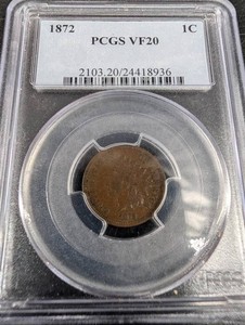 1872 Indian Head Cent PCGS VF20