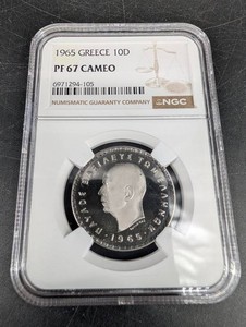 1965 Greece 10 Drachmai NGC PF 67 Cameo Coin