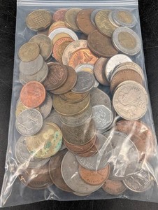 Mixed World Coins in Zip-Top Bag