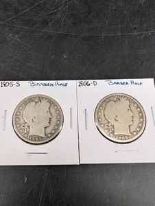 Barber Half Dollar Coins (Lot of 2)