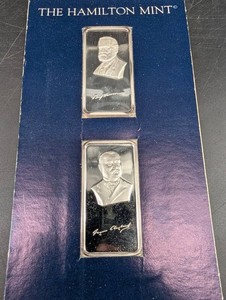Hamilton Mint Benjamin Harrison & Grover Cleveland 1 Troy Oz Bars (Lot of 2)