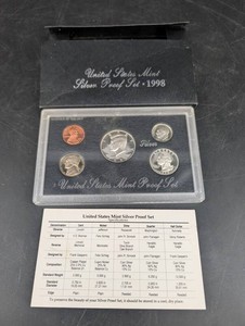 Vintage 1998 U.S. Mint Silver Proof Set - 5 Coins