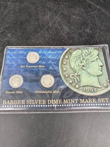 Barber Silver Dime Mint Mark Set (Lot of 3)