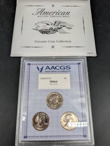 1980 Susan B. Anthony $1 Coins 3-Piece Set MS64