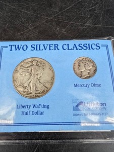 Vintage 1945 Liberty Walking Half Dollar & Mercury Dime (Lot of 2)