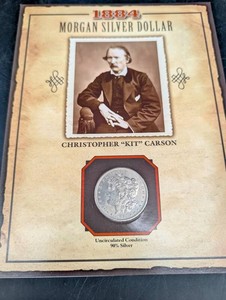 Antique 1884 Morgan Silver Dollar Kit Carson Display