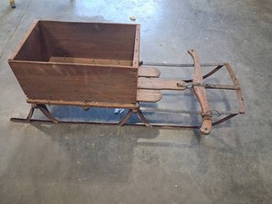 Wooden Box Runner Sled With Metal Runners