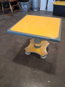 Hand-Painted Folk-Art Style Square Pedestal Table