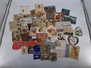 Vintage Mixed Ephemera - Military, Advertising, Postcards & Greeting Cards