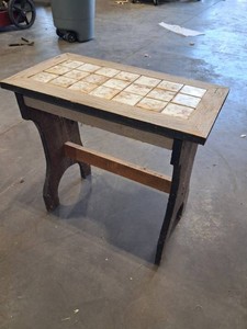 Wooden Console Table With Inset Tiled Top