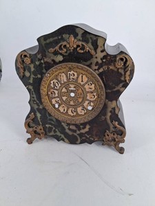 Ornate Decorative Mantel Clock With Serpentine Case