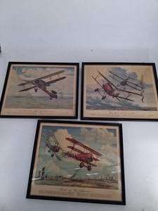 Vintage Framed Aviation Art Prints - Rickenbacker, Canada & Richthofen (Lot of 3)