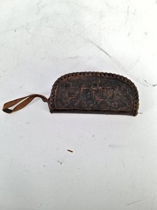 Tooled Leather Floral Zipper Pouch