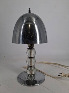 Chrome Dome Shade Table Lamp With Stacked Glass Balls