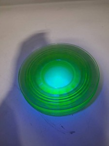 Vintage Green Glass Plates With UV Fluorescence (Lot of 5)