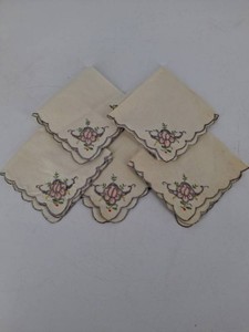 Embroidered Floral Cloth Napkins (Lot of 5)