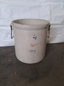 Stoneware Crock With Wire Handles 12in