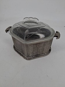 Vintage Guardian Service Hammered Aluminum Casserole With Glass Lid