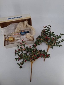 Vintage Holiday Decor Mixed Lot - West Germany Ornaments & Berry Branches