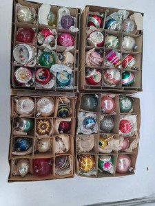 Vintage Glass Christmas Ornaments Assortment (Lot of 48)