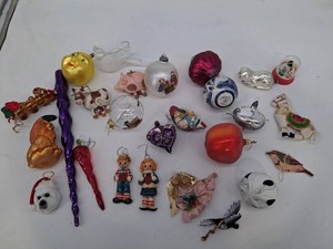 Vintage Christmas Ornament Mixed Lot - Glass, Ceramic & Figurine Ornaments
