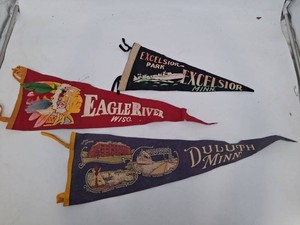 Vintage Minnesota & Wisconsin Souvenir Pennants 3-Piece Set