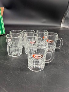 A&W Fluted Glass Mugs With Logo (Lot of 6)