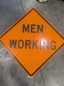 Orange MEN WORKING Road Warning Sign