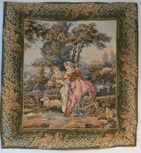 Woven Pastoral Scene Tapestry Wall Hanging - 34 X 29 in