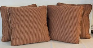 Striped Decorative Throw Pillows With Braided Trim (Lot of 4)