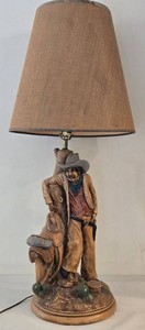 The Originals Western Cowboy Figurine Table Lamp With Burlap Shade