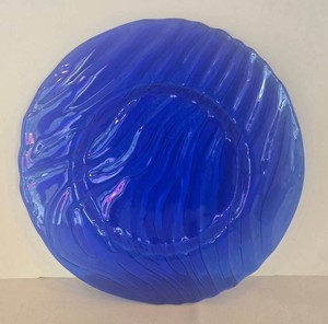 IVV Italy Cobalt Blue Glass 13 in Serving Platter Wavy Pattern