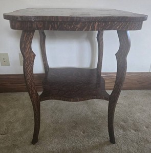 Antique Tiger Wood Occasional Table - 24 X 24 X 29 in