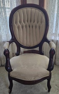Victorian Antique Button-Tufted Arm Chair - 26 in W X 23 in D X 40 in H