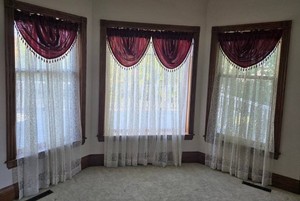 Lace Panels &amp Burgundy Beaded Tassel Swags Mixed Lot