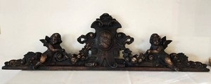 Fiberglass Cherub Pediment Architectural Ornament - 50 in