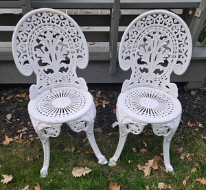Vintage White Aluminum Ornate Chairs (Lot of 2)