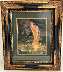 Edward Robert Hughes Midsummer Eve Framed Picture  Ornate Gold on Black Accents