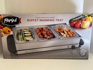 NEW Parini 3-Pan Stainless Steel Buffet Warming Tray - 200W