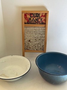 Kitchen - Columbus Washboard Co. Washboard & Enamel Basin & Bowl Mixed Lot