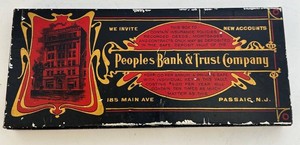 Vintage Peoples Bank &amp Trust Company Advertising Tin Litho Box