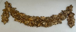 Italian Gilt Floral Fruit Swag Architectural Ornament Wall Decor