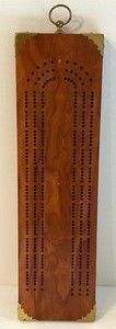 Vintage Wooden Cribbage Scoring Board With Pegs Wall Decor