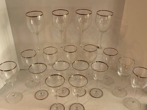 Gold-Rimmed Goblets &amp Wine Glasses - Group
