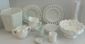 Vintage Milk Glass White Decorative Tableware &amp Decor Mixed Lot - 11pc