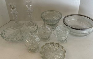 Cut & Pressed Glass Serving Pieces Mixed Lot (Lot of 9)