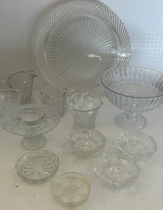 Pressed Glass Servingware Mixed Lot - Studio Nova Japan Piece