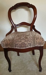 Vintage Carved Wood Upholstered Side Chair Accent Piece Victorian Style