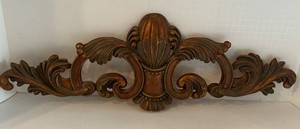 Darkened Gold Gilt Ornate Scrollwork Wall Plaque Architectural Decor