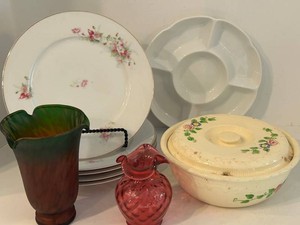 Vintage China & Art Glass Mixed Lot - 9pc - including Fenton